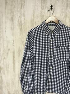 657*[ button down silver chewing gum check shirt ] Abercrombie & Fitch multicolor M