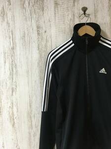 628☆【3ライン トラックジャケット ジャージ】adidas アディダス 黒 L