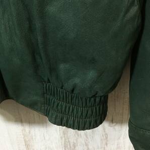 V681☆【ヴィンテージ 古着 牛革 カウレザージャケット】ART GLENHILL 革ジャン 緑 Lの画像5