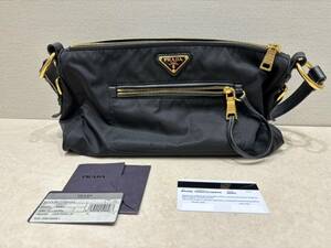 M3780　プラダ PRADA テスート レザー ナイロン黒　BR4355 三角プレート　ギャラ有り　ショルダー　ハンドバッグ　比較的綺麗品！