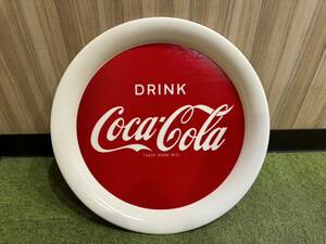 H5675 1円～ 【比較的綺麗品】Coca-Cola コカコーラ 丸型 トレイ TRADE MARK REG レトロ 当時物 おぼん 