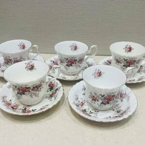 M3857 1円～ ROYAL ALBERT ロイヤルアルバート ラベンダーローズ ボーンチャイナ イングランド カップ&ソーサー 金彩装飾 5客セットの画像1