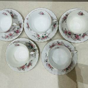 M3857 1円～ ROYAL ALBERT ロイヤルアルバート ラベンダーローズ ボーンチャイナ イングランド カップ&ソーサー 金彩装飾 5客セットの画像6