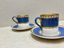 M3957　【WEDGWOOD ウェッジウッド】ULANDER ユーランダー パウダー ブルー デミタス コーヒーカップ＆ソーサー 5客　_画像4