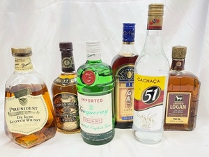 TO 1円〜 【未開栓】LOGAN Tanqueray 上海老酒 石庫門 CACHACA51 CHIVASREGAL PRESIDENT お酒おまとめ 6本