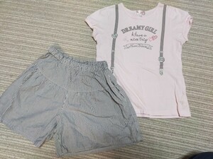 Ｔシャツ＆キュロットセット(ピンク)①☆サイズ150cm☆セットアップ☆