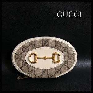 【美品】GUCCI グレー　ホースビット　コインケース　GGスプリーム　小物入れ