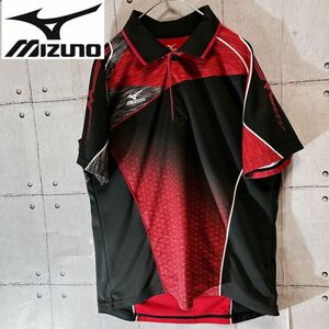 MIZUNOミズノ　ドライ半袖ポロシャツ　S レッド　グラフィックデザイン スポーツ