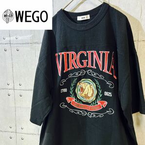 WEGOウィゴー　オーバーサイズビック刺繍Tシャツ　M ブラック ビッグプリント