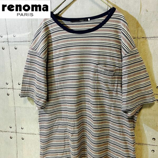 renoma PARISレノマ　ボーダー半袖Tシャツ　L 胸ポケット