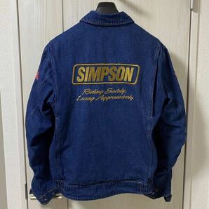美品 SIMPSON シンプソン ライダースジャケット デニム プロテクター付き Lサイズ 刺繍 の画像2