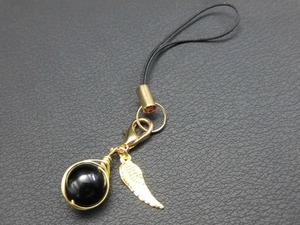  wire wrapping black ..× feather. stylish strap 422