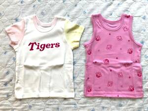 【阪神タイガース】《Ｔシャツとタンクトップ》【２着セット】(ピンク９０サイズ) キッズ 子供服 肌着《新品・即決》おまけ付き