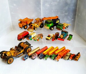 当時物 子供が遊んだミニカー 車のおもちゃ まとめて21台 マジョレット 昭和レトロ ミニカー ブルドーザー トラック はたらくくるま乗り物