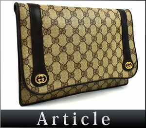 173103◆ GUCCI グッチ GGスプリーム セカンドバッグ クラッチバッグ PVC レザー 革 ベージュ ブラウン メンズ レディース/ B