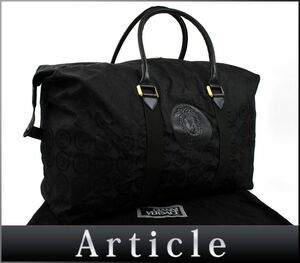 172683□ GIANNI VERSACE ジャンニ ヴェルサーチ メデューサ ボストンバッグ トラベルバッグ 旅行鞄 ナイロン レザー 革 ブラック/ B