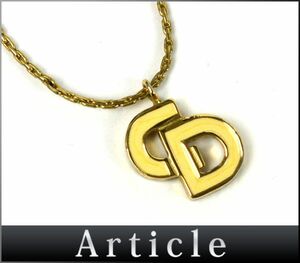 173943◇Christian Dior クリスチャン ディオール CDロゴ ペンダント ネックレス アクセサリー GP クリーム ゴールド レディース/ E