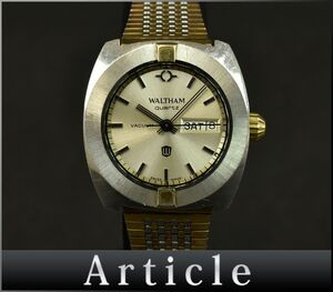 172005◇ 動作未確認 WALTHAM ウォルサム バキューム 腕時計 クォーツ デイデイト 3針 SS GP シルバー ゴールド レディース/ D