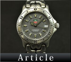 172465□動作確認済 TAG Heuer タグホイヤー セル プロフェッショナル200 腕時計 クォーツ デイト WG1213-K0 SS グレー シルバー メンズ/ D