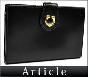 172186◇美品 GUCCI グッチ ホースシュー 二つ折り財布 035 2149 1687 レザー ブラック 黒 ゴールド金具 メンズ レディース/ C