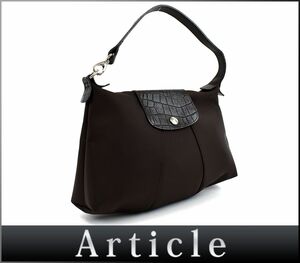 174216* beautiful goods LONGCHAMP Long Champ one shoulder bag shoulder ..2531001703 nylon type pushed . leather Brown lady's / B