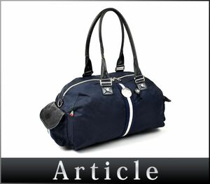 169752☆Orobianco オロビアンコ ボストンバッグ ショルダーバッグ バッグ 旅行鞄 肩掛け ナイロン レザー 革 ネイビー メンズ/ B