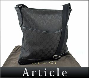 174192◇ GUCCI グッチ GGキャンバス ショルダーバッグ 肩掛け 斜め掛け 145857 レザー 革 ブラック 黒 パンチング レディース/ B