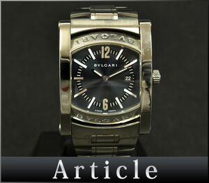 175083◆美品 動作確認済 BVLGARI ブルガリ アショーマ 腕時計 クォーツ AA39S デイト 2針 SS グレー シルバー メンズ 箱/ D