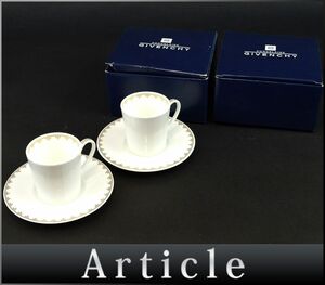 175401◆美品 GIVENCHY yamaka ジバンシィ ヤマカ ティーカップ＆ソーサー2客セット ボーンチャイナ ホワイト ゴールド 食器 箱付/ H