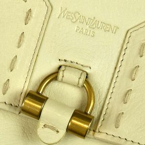 175029◇美品 Yves Saint Laurent イヴサンローラン ミューズ 三つ折り長財布 ウォレット 160170 レザー 革 アイボリー レディース 箱/ Cの画像6
