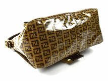 174681◆美品 FENDI フェンディ ズッキーノ マンマバゲット ショルダーバッグ 26325 PVC レザー ブラウン レディース 保存袋/ B_画像4