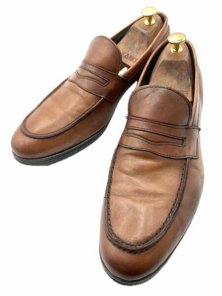 イタリア革靴　DUEDI コインローファー　ブラウン レザーシューズ 革靴