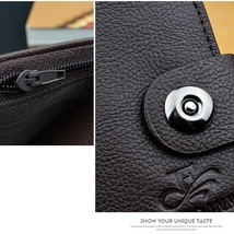《 送料無料 》 財布 メンズ 二つ折り財布 ブラック 黒 新品 未使用 レザー 革 ウォレット 小さいふ ビジネス コンパクト 【PN0751】_画像6