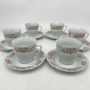 中国景徳鎮 カップ&ソーサー 6客 C&S ティーカップ 洋食器 花柄 コーヒーカップ BONE CHINA 金縁 (ROYAL ALBERT ノリタケ YO4景箱