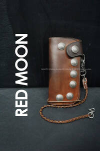 Red Moon OB-02C старый байкерский длинное кошелек 7 последовательно подряд седловый кожаный кошелек