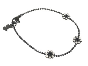  Agata AGATHA flower bracele black × rhinestone YAS-2849