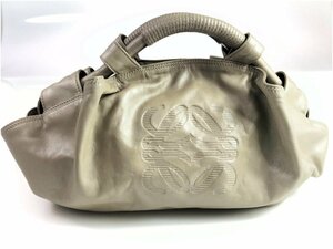 ロエベ 　LOEWE　ナッパアイレ　ハンドバッグ　トートバッグ　アナグラム 　レザー　グレージュ　ライトベージュ　YBK-512