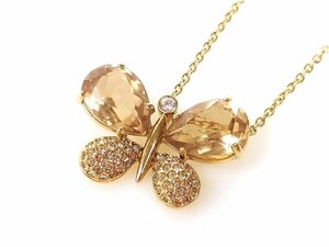 スワロフスキー　SWAROVSKI　バタフライ/蝶モチーフ　クリスタル　ネックレス　クリアベージュ×ゴールドカラー　YAS-10838