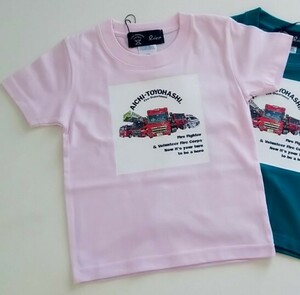 【ライトピンク/キッズ110】大好評！新品 ファイアーヒーローズTシャツ 消防車 カード付/ 希少 公式車両 プレゼント 男女兼用/ペア/大人