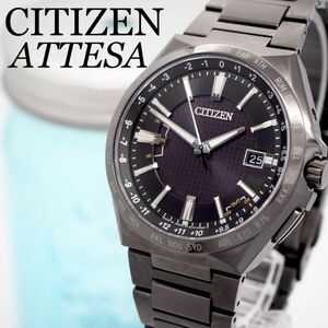 236[ beautiful goods ]CITIZEN Atessa clock men's wristwatch akto line black 