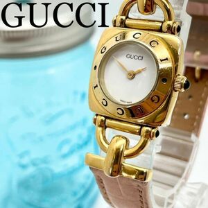 16 GUCCI Gucci clock lady's wristwatch pink band Gold pretty 