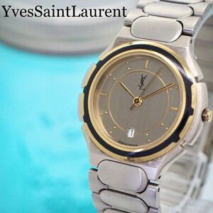 258[ beautiful goods ] Yves Saint-Laurent clock men's wristwatch lady's wristwatch box attaching 