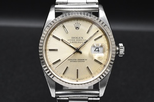 難あり ROLEX DATE JUST Ref:16234 Cal.3135 ロレックス デイトジャスト WG シルバーダイヤル メンズ 腕時計 箱付 ■23702