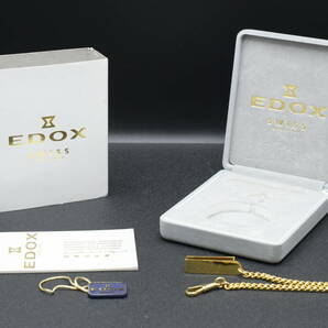 EDOX 懐中時計 エドックス ゴールドカラー スモールセコンド 手巻き 箱・純正チェーン付 ■ 24139の画像7