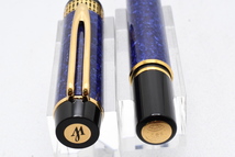 WATERMAN ウォーターマン IDEAL 18K ブルー マーブル カートリッジ コンバーター 両用 イニシャル彫有 万年筆 ■24340_画像6