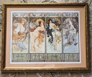  アルフォンス ミュシャ額絵 Mucha 絵画 額装ポスター壁掛けタペストリー横５５．５cm縦４４cm