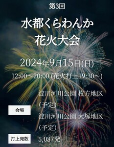 水都くらわんか花火大会 6名様 先行チケット