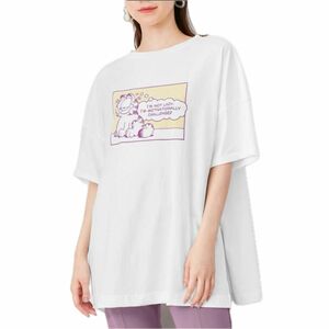 Sサイズ GU トップス Tシャツ 半袖 ガーフィールド ホワイト 白 綿100% 新品 未使用 タグ付き レディース ジーユー