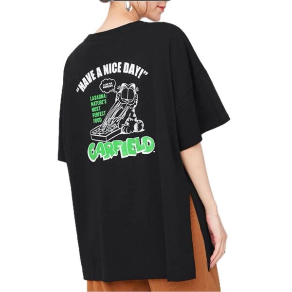 Sサイズ GU トップス Tシャツ 半袖 ガーフィールド ブラック 黒 綿100% レディース 新品 未使用 タグ付き ジーユー