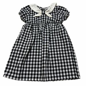 120cm ワンピース チュニック 半袖 ギンガムチェック キッズ 女の子 ワンピ 子供服 夏服